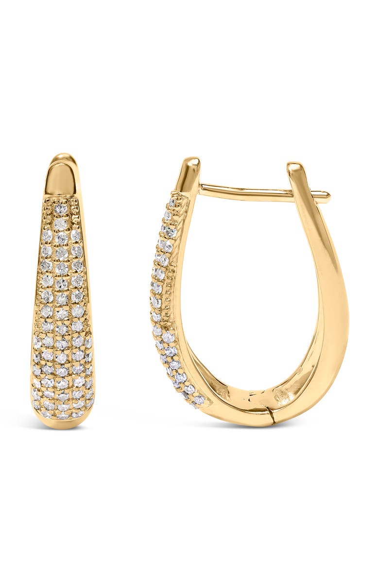 Haus of Brilliance 14K Yellow Gold Plated Silver 3/8 Cttw Pave Set Diamond Hoop Earrings, Alternate, color, Yellow