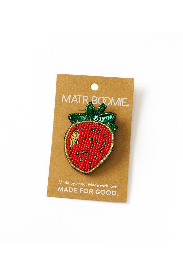 Bala Mani Beaded Strawberry Brooch Pin, Alternate, color, Red