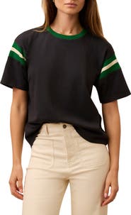 Faherty Throwback Stripe Sleeve Organic Cotton T-Shirt