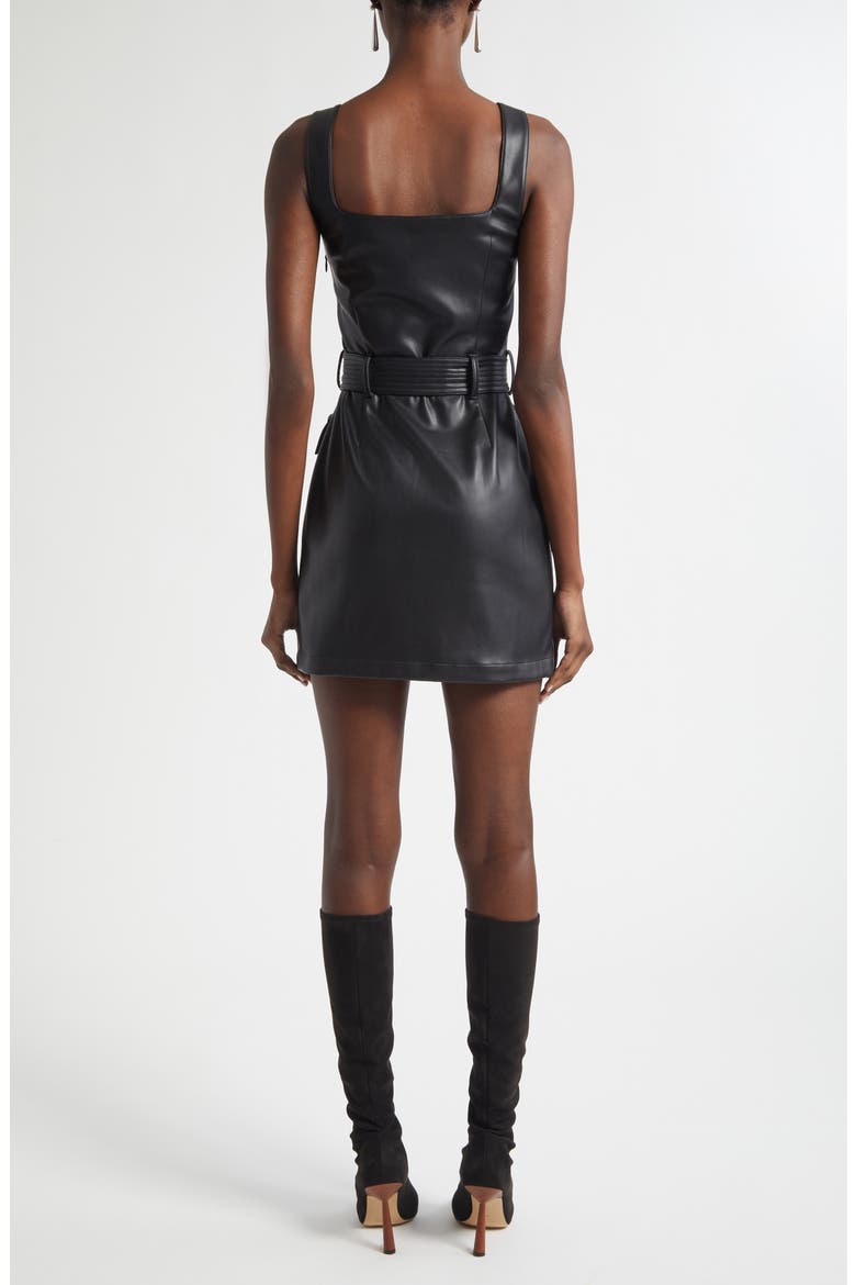 Midy Faux Leather Button Sleeveless Dress, Alternate, color, BLACK