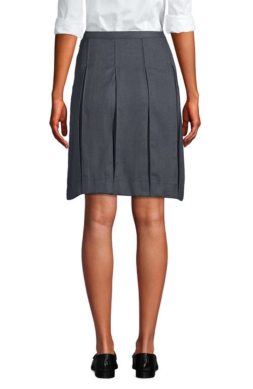 Lands' End School Uniform Solid Box Pleat Skirt Above Knee In Gray