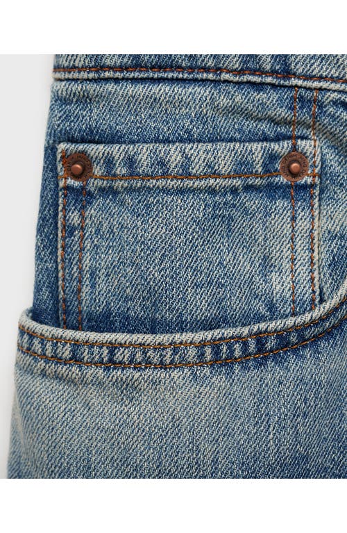 Mango Men's Frayed Effect Straight-fit Jeans In Medium Vintage Blue