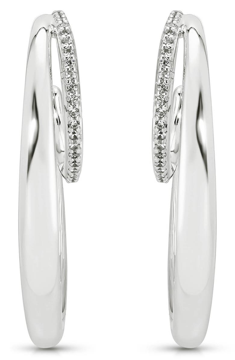 Ettika Concentric Rings Pavé Hoop Earrings, Alternate, color, Silver