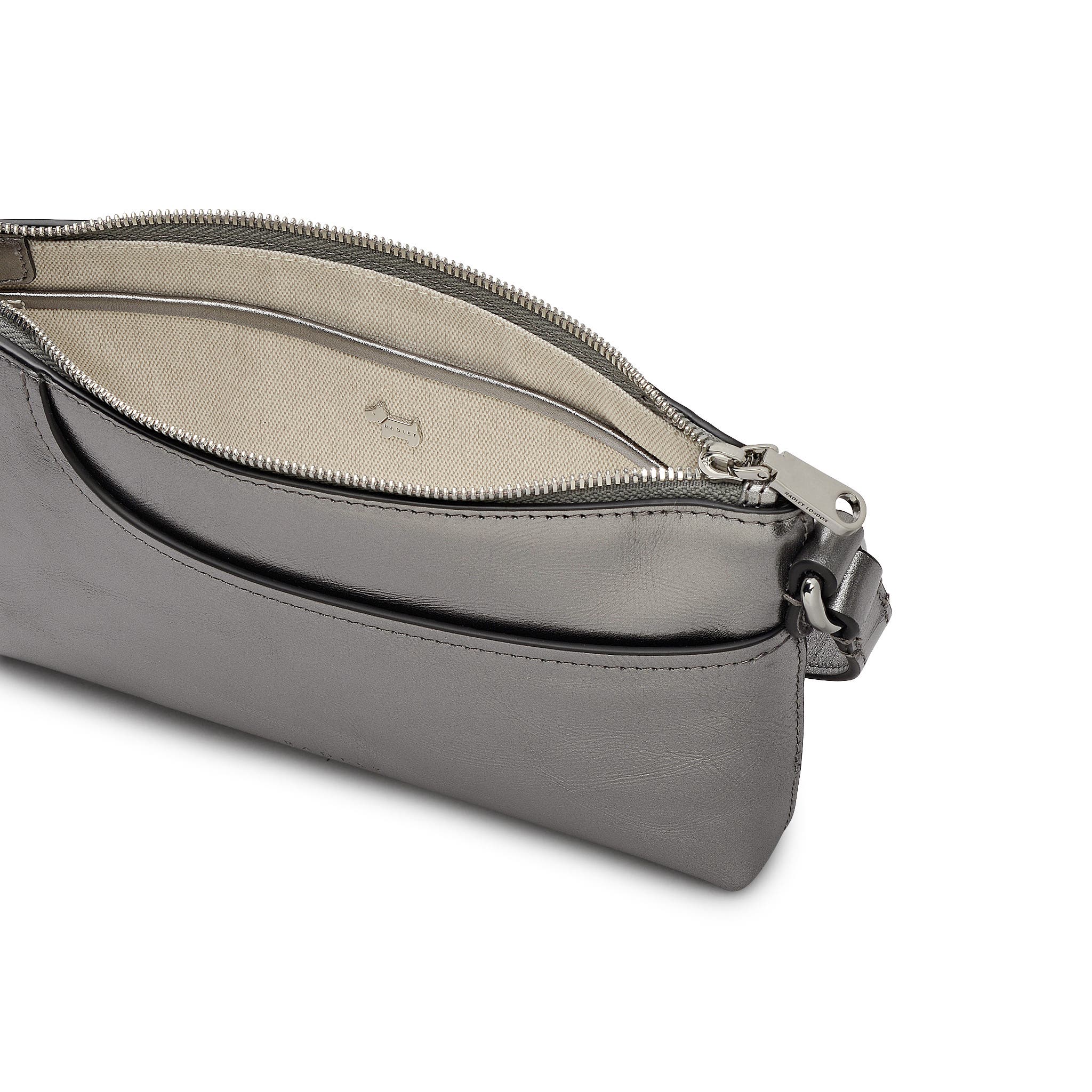 Radley Pockets - Metallic Mini Ziptop Shoulder Bag, Alternate, color, Silver