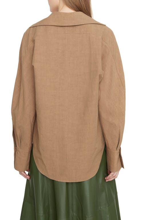 Vince Shaped-collar V-neck Popover Top In Sandshell