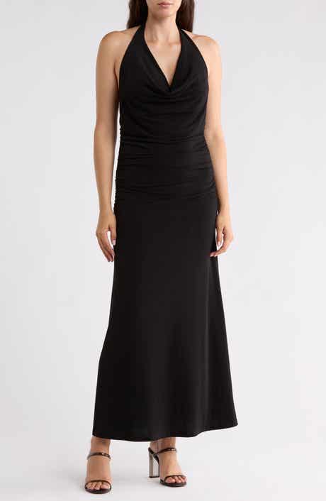 Ruched Back Halter Maxi Dress