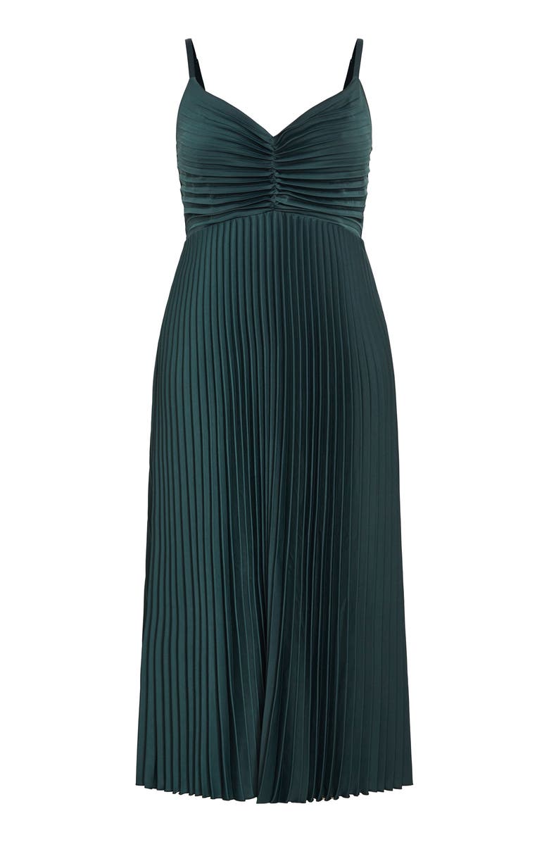City Chic Ariana Pleated Sleeveless Dress, Alternate, color, Emerald