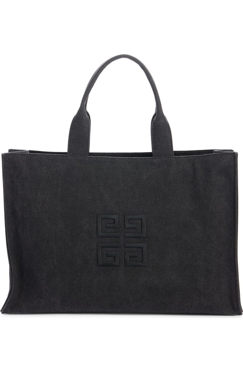 Givenchy Logo Embroidered Canvas Tote, Alternate, color, Black