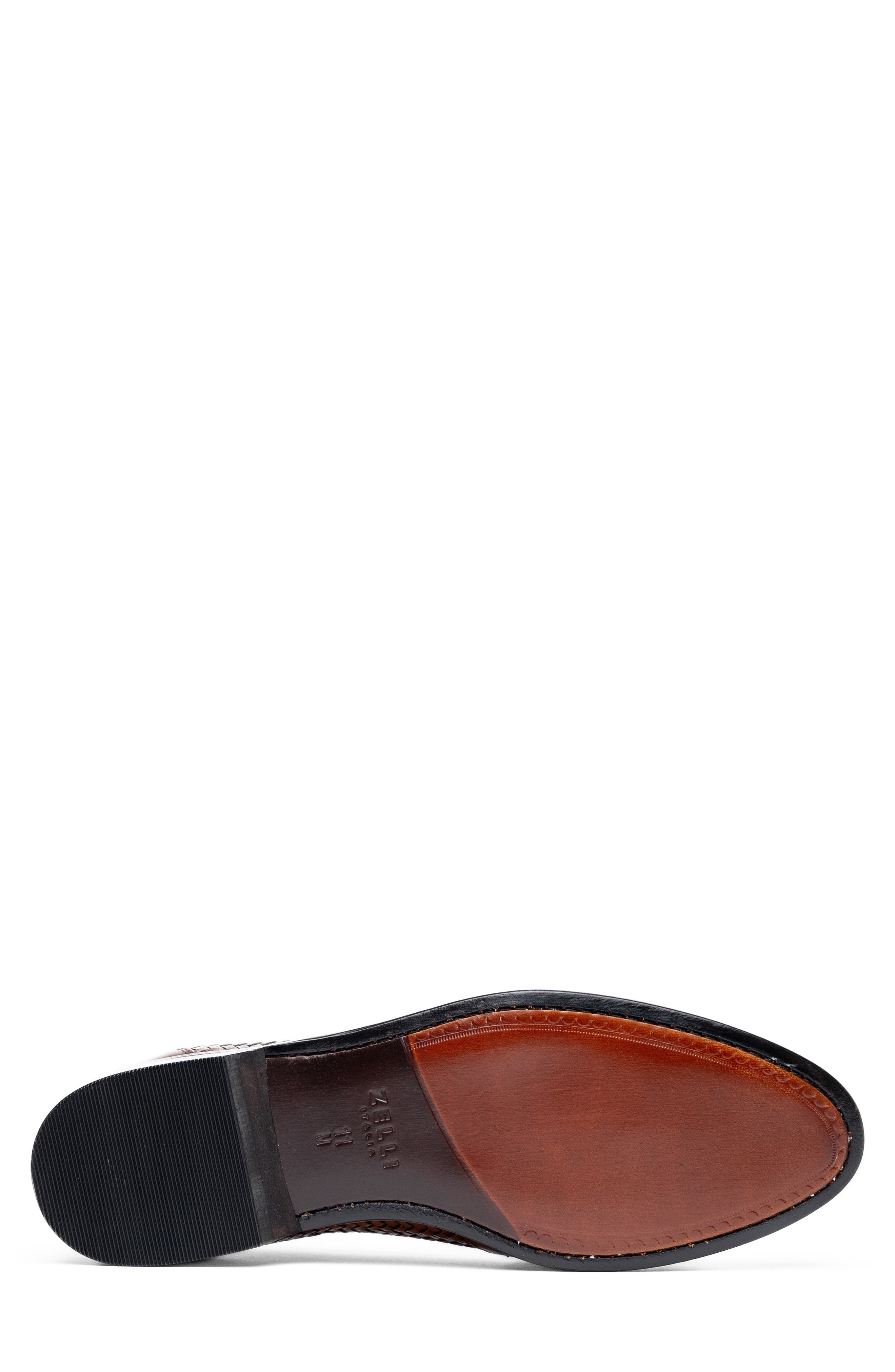 Zelli Italia Nicola Woven Penny Loafer, Alternate, color, Cognac