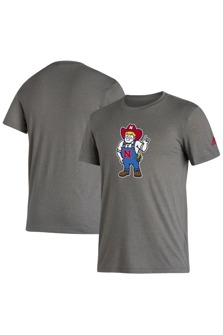 Men's adidas Gray Nebraska Huskers Basics Heritage Tri-Blend T-Shirt, Main, color, Gray