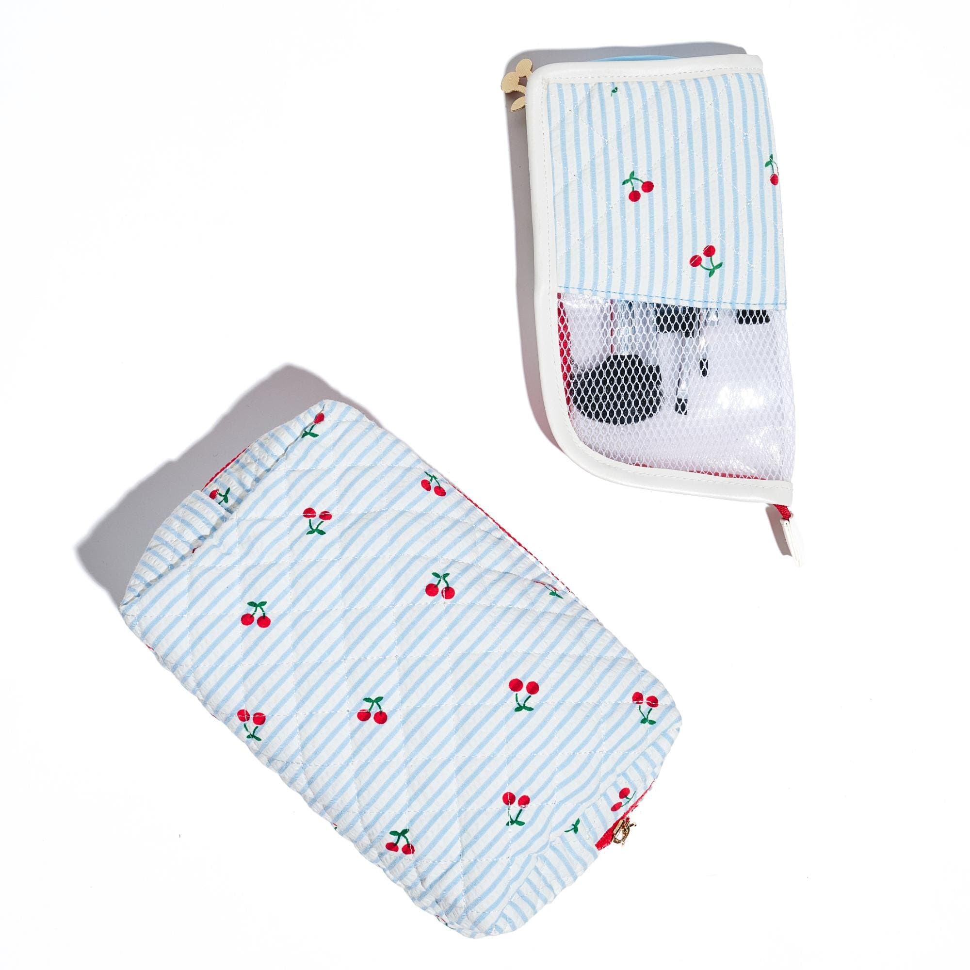 URBAN EXPRESSIONS HANDBAGS Cherry Lane Cosmetic & Travel Organizer Pouch, Alternate, color, Blue Cherry