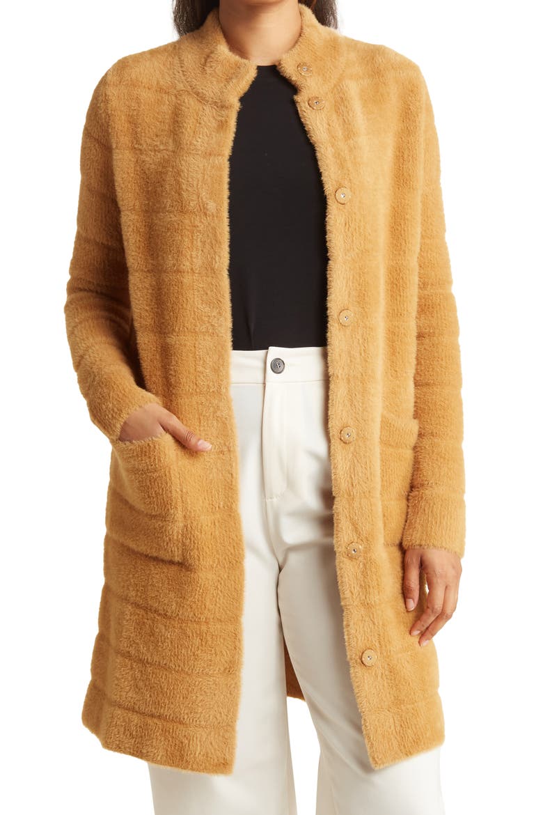 Colette Quilted Faux Fur Jacket, Main, color, ICED COFFEE