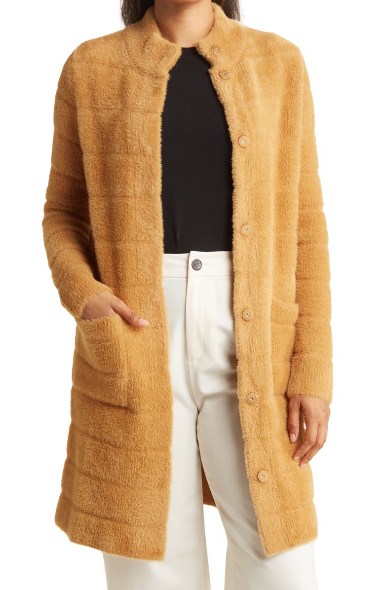 BY DESIGN Colette Quilted Faux Fur Jacket, Main, color, Iced Coffee