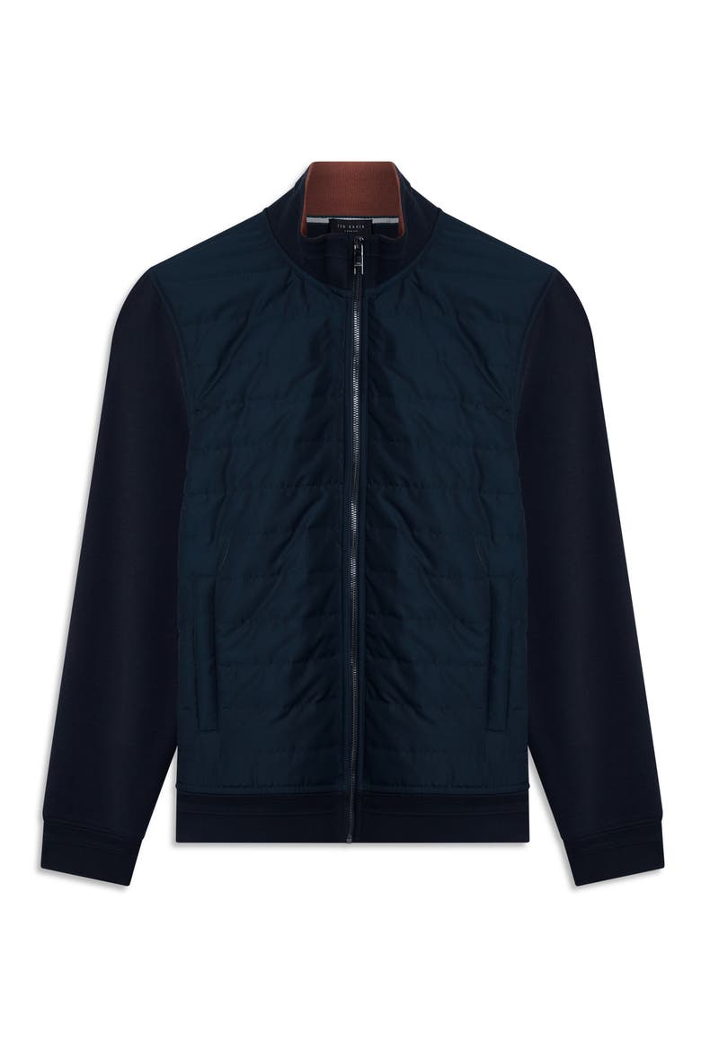 Durano Quilt Front Piqué Jacket, Alternate, color, NAVY