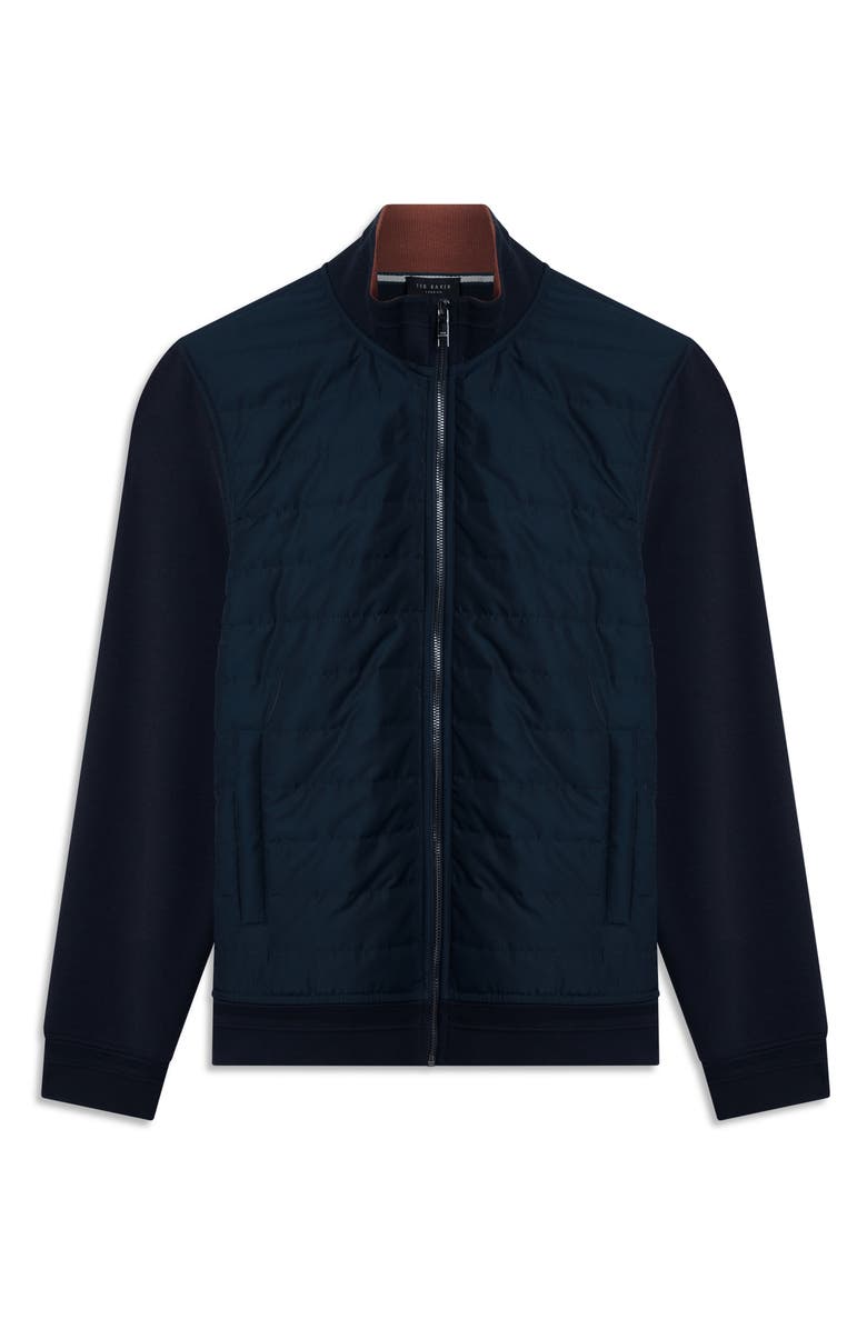 Ted Baker Durano Quilt Front Piqué Jacket, Alternate, color, Navy