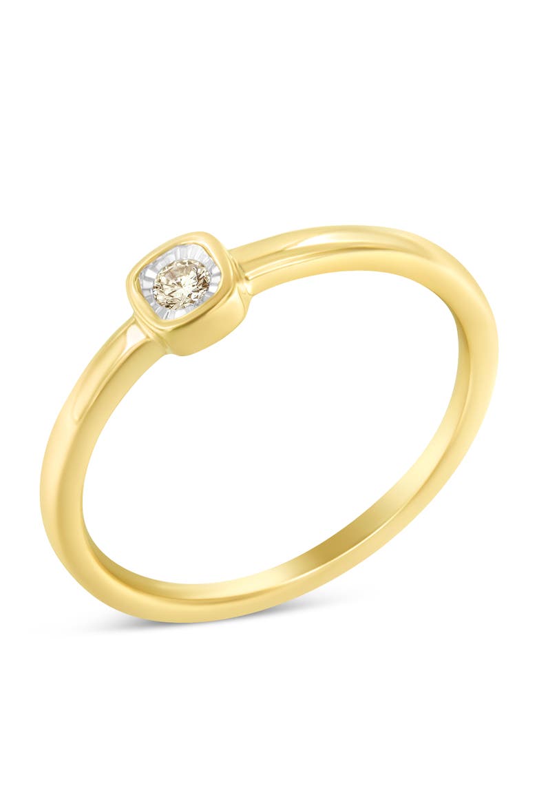 14K Yellow Gold Plated Silver Diamond Accent Square Cushion Shaped Promise Ring, Main, color, Yellow Gold over Silver