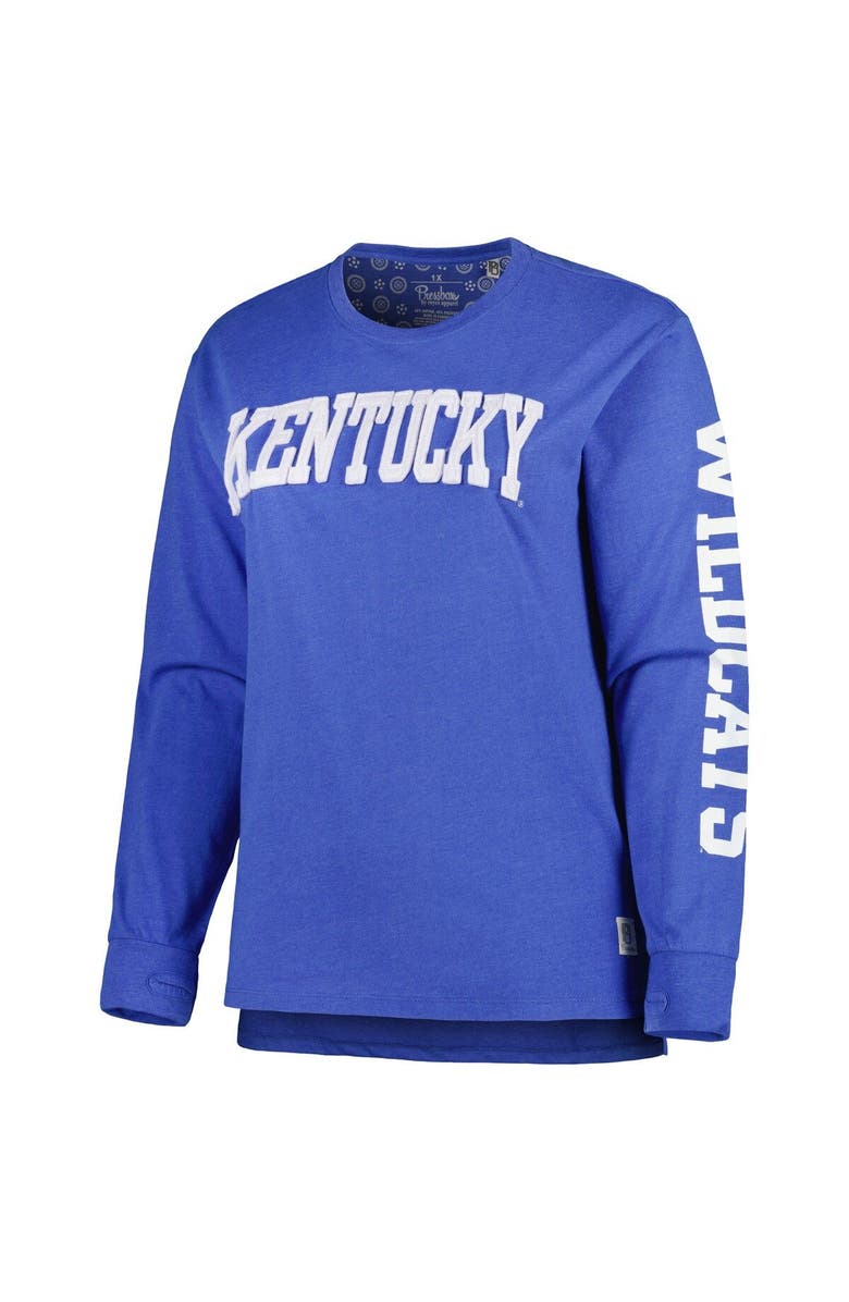 PRESSBOX Women's Pressbox Royal Kentucky Wildcats Plus Size Canyon Two-Hit Long Sleeve T-Shirt, Alternate, color,