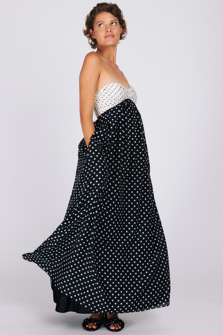 Jaclyn Maxi Dress, Alternate, color, Black & White Polka Dot