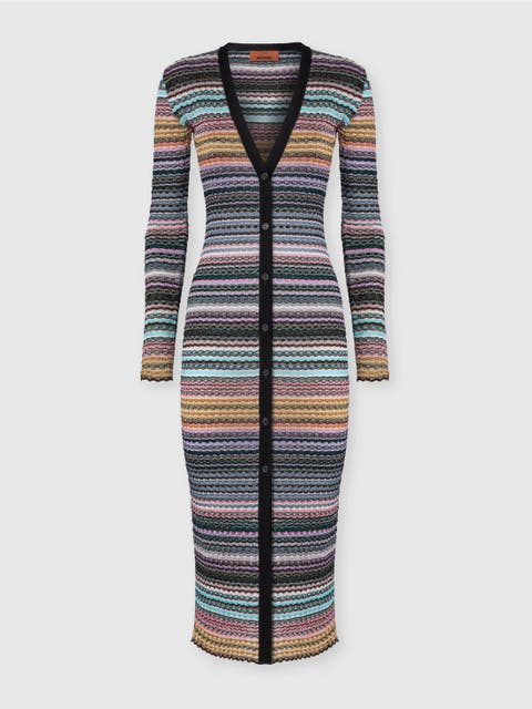 Slim Long Striped Cardigan