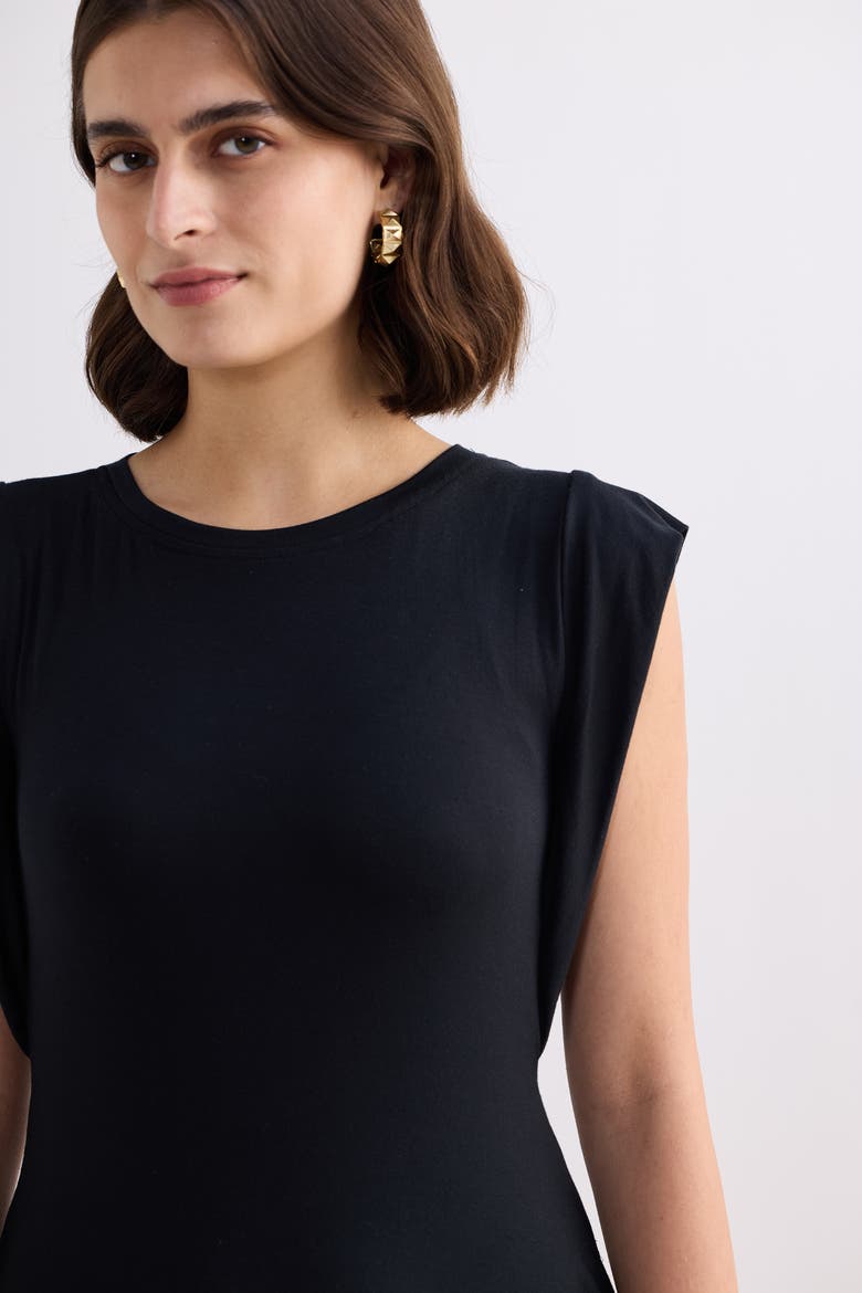 Muscle Tee Short Dress in Black, Alternate, color, Black