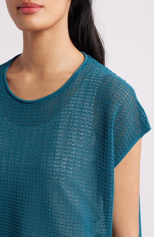 Eileen Fisher Open Stitch Organic Cotton Sweater In Harbor