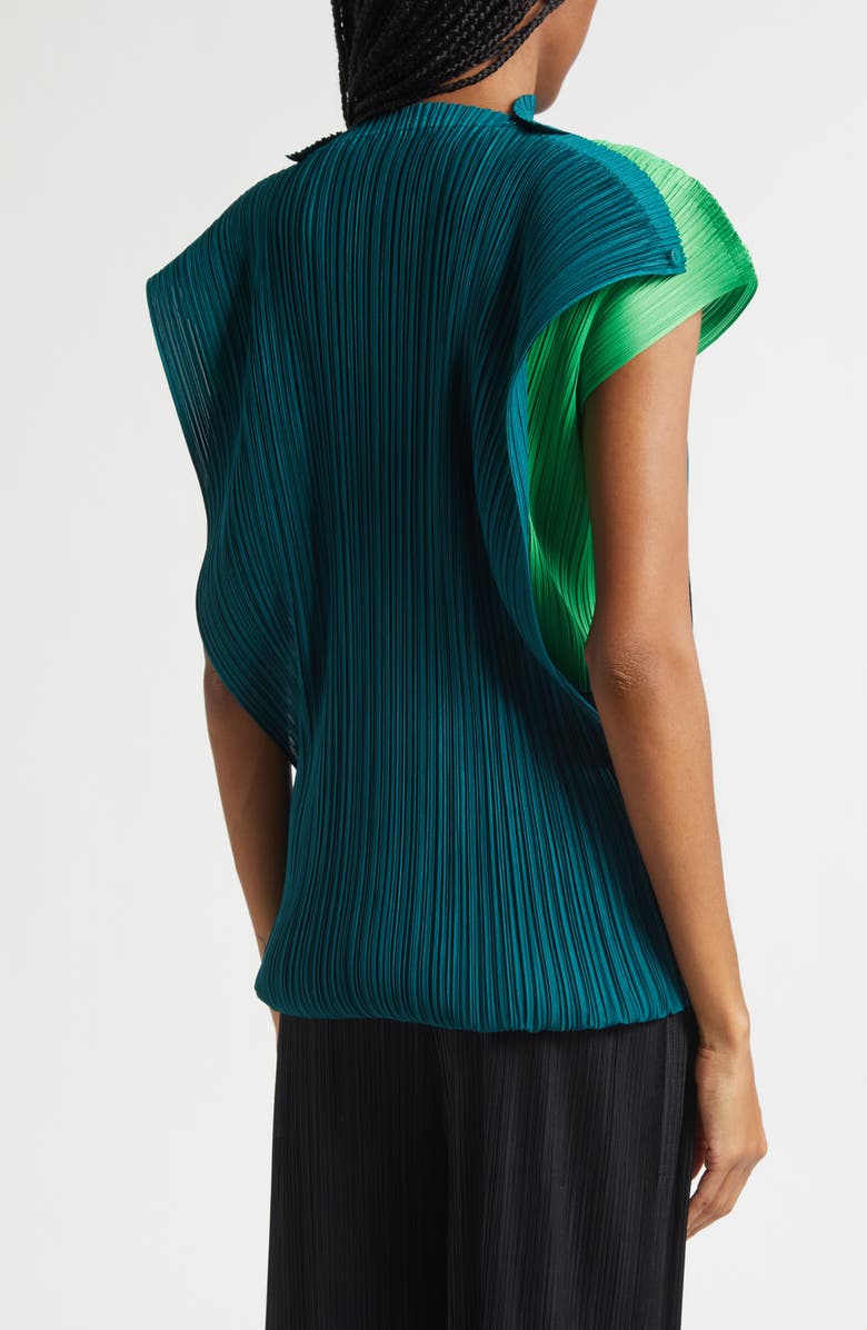 Pleats Please Issey Miyake Swing Colorblock Pleated Convertible Midi Dress, Alternate, color, Green