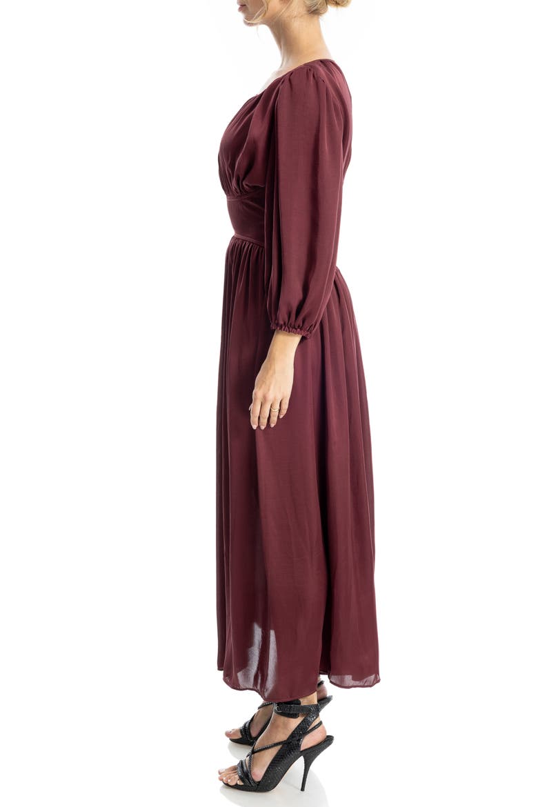 Keyhole Balloon Sleeve Maxi Dress, Alternate, color, WINE