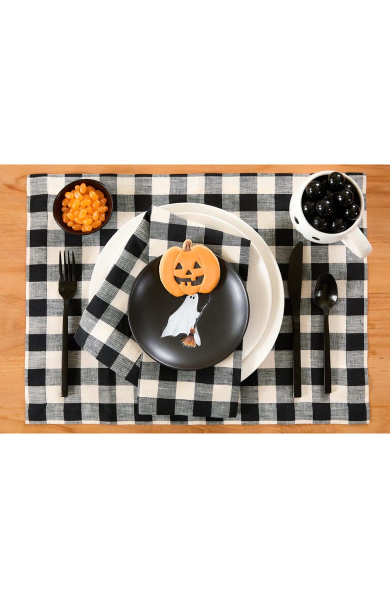 Solino Home Linen Placemats - Morgan Check, 14" x 19" Inch, Alternate, color, Black And Cream