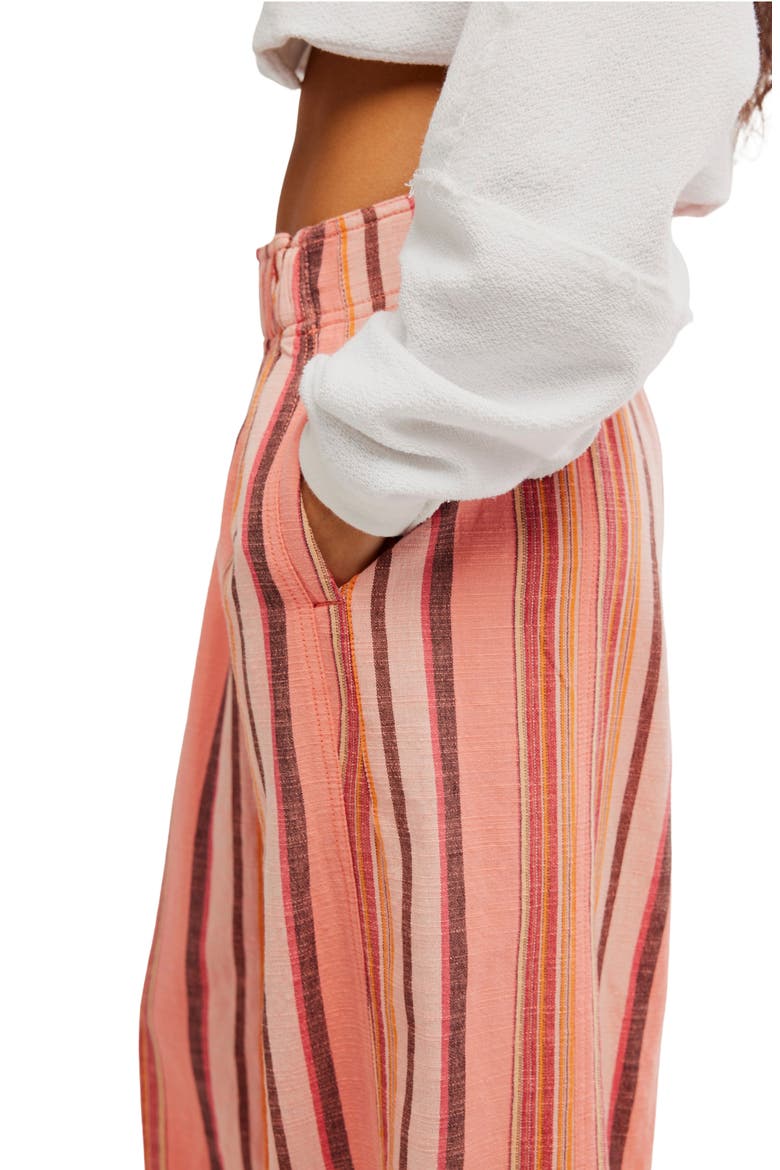 Days End Stripe Wide Leg Linen Pants, Alternate, color, SOFT CORAL COMBO