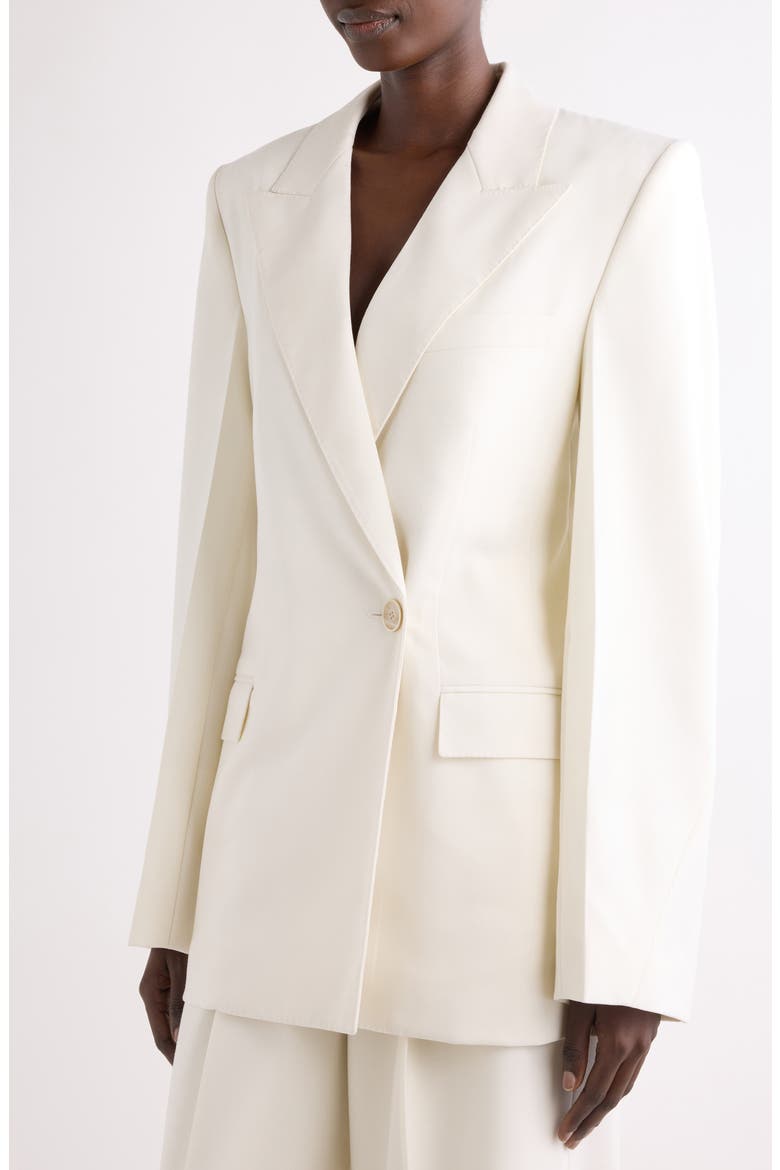 Double Breasted Wool & Mohair Cady Jacket, Alternate, color, WHITE