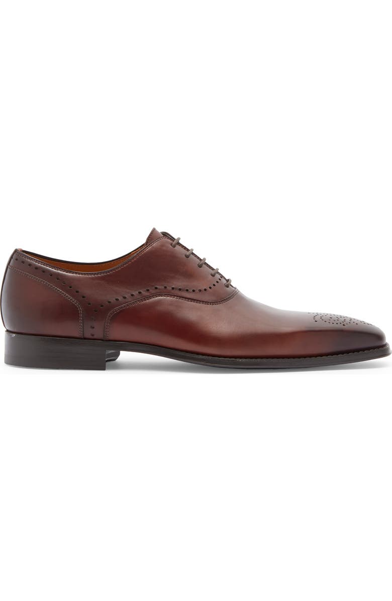Magnanni Henio Perforated Oxford, Alternate, color, Mid Brown