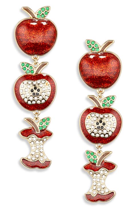 Three Station Apple Drop Earrings