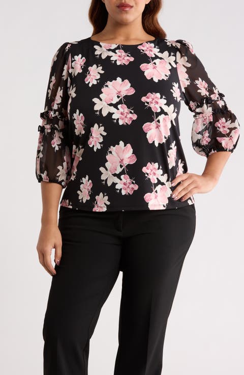 Floral Ruffle Top (Plus)
