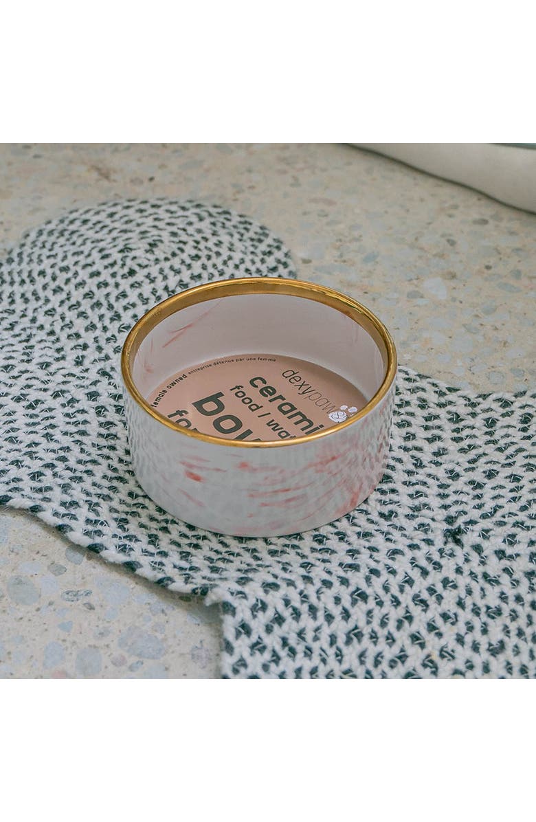 Dexypaws Marble Dog Bowl Blush Pink 
Gold Accent, Alternate, color, 