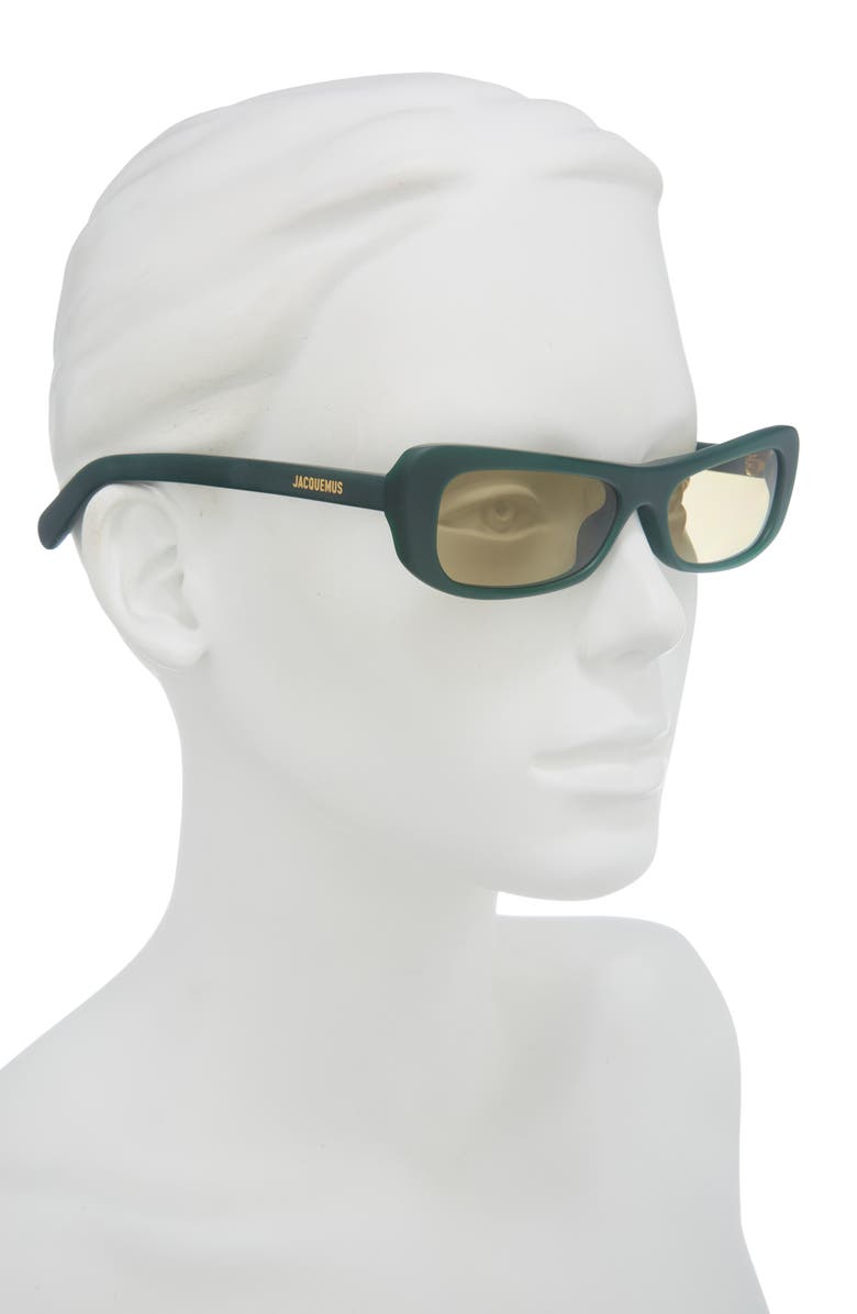 Jacquemus Les Lunettes Capri 55mm Cat Eye Sunglasses, Alternate, color, Matte Dark Green/ Gold