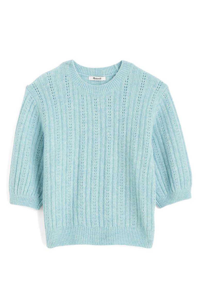 Madewell CloudSoft Short Sleeve Sweater, Alternate, color, Mint Blue