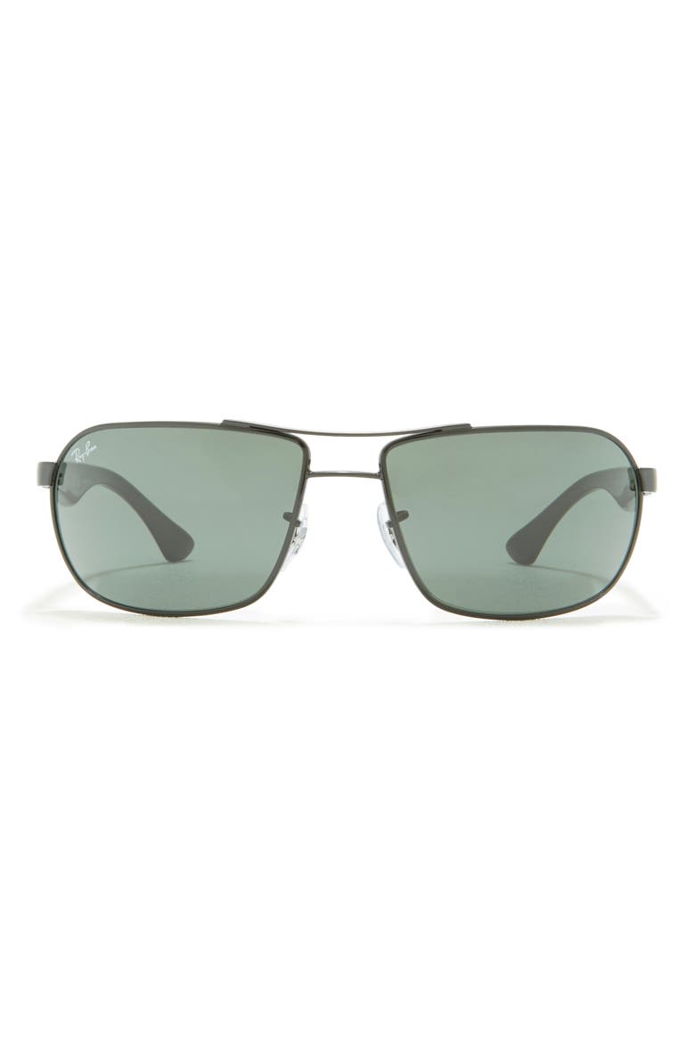 62mm Square Pilot Sunglasses, Main, color, BLACK