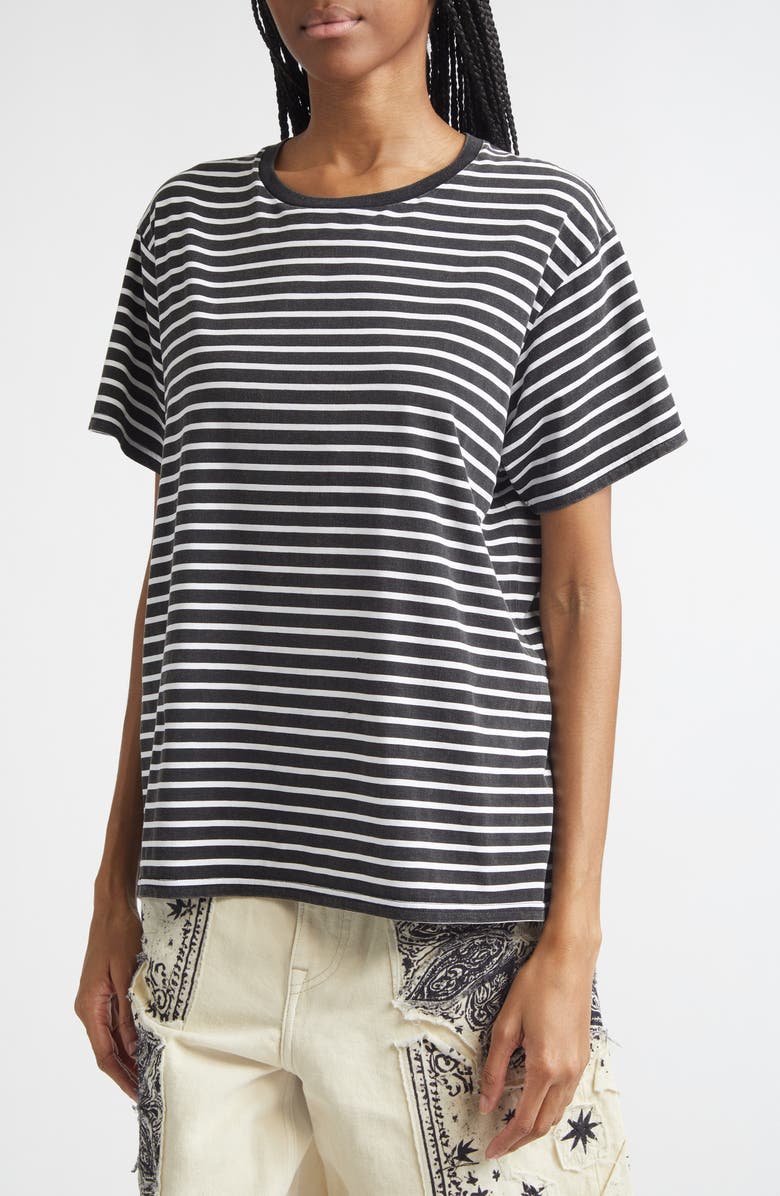 R13 Stripe T-Shirt, Alternate, color, Black With White Stripe