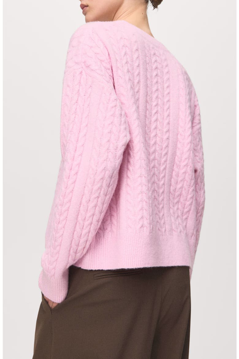 Cable Stitch Crewneck Sweater, Alternate, color, PINK