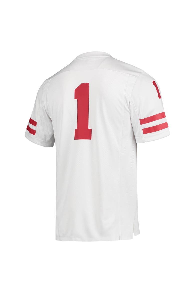 Men's adidas #1 White Nebraska Huskers Team Premier Football Jersey, Alternate, color, White