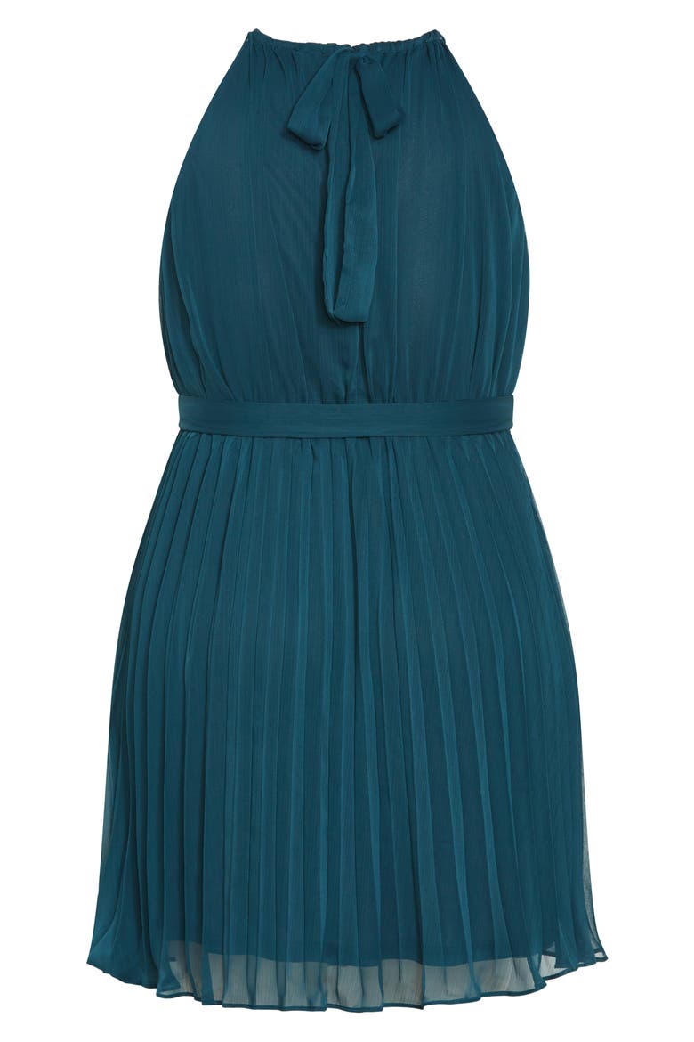 Luna Pleated Dress, Alternate, color, TEAL