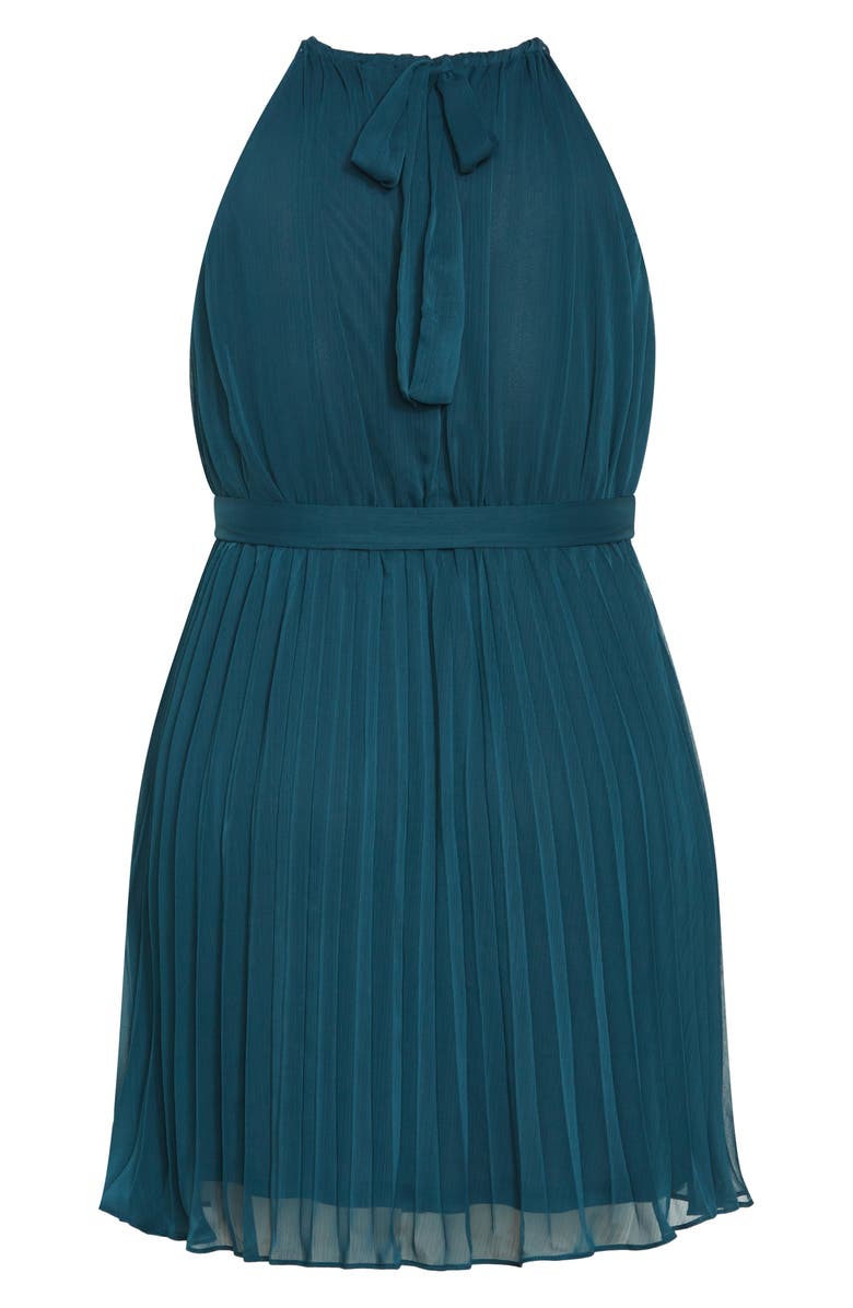 City Chic Luna Pleated Dress, Alternate, color, Teal