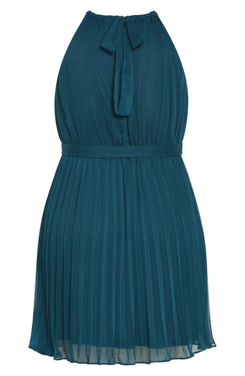 City Chic Luna Pleated Dress In Green
