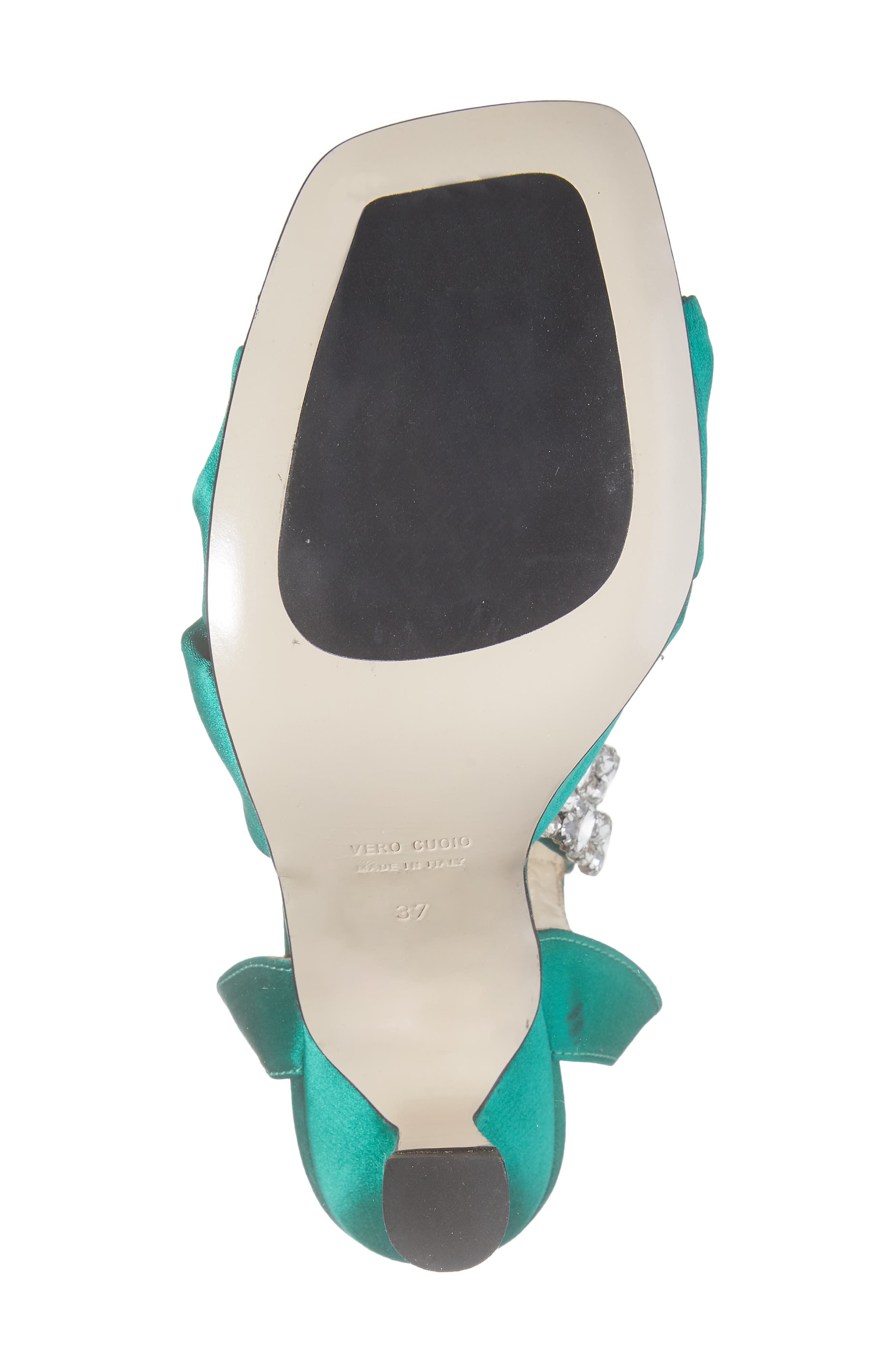 Callie Sandal, Alternate, color, GREEN SILK SATIN WRAPPED