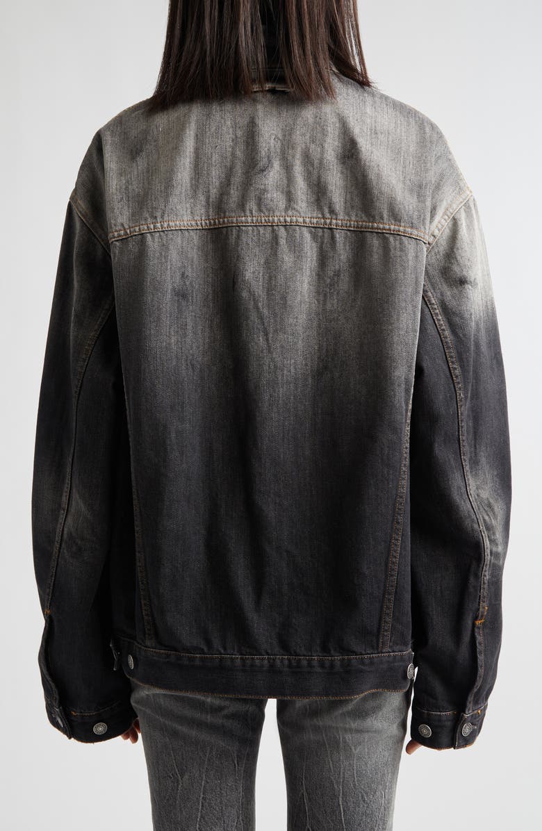 Acne Studios Robert Trafalgar Distressed Denim Jacket, Alternate, color, Black