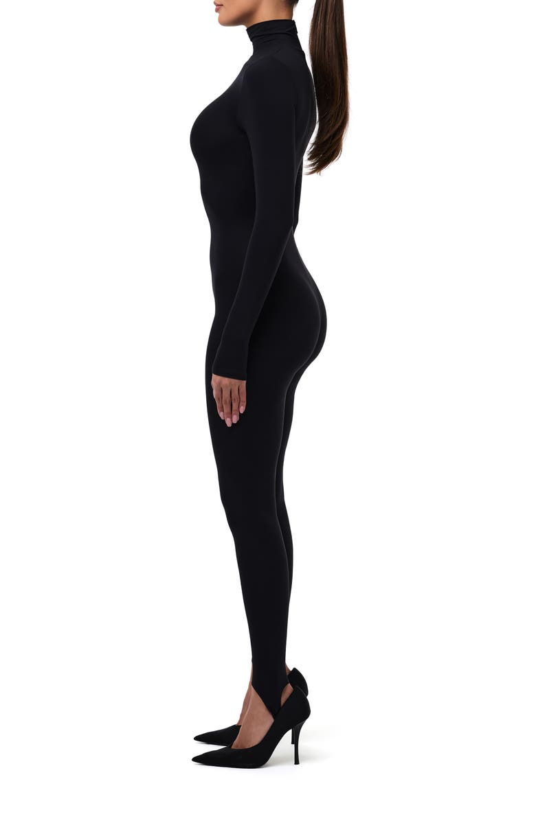 Naked Wardrobe Long Sleeve Stirrup Jumpsuit, Alternate, color, Black