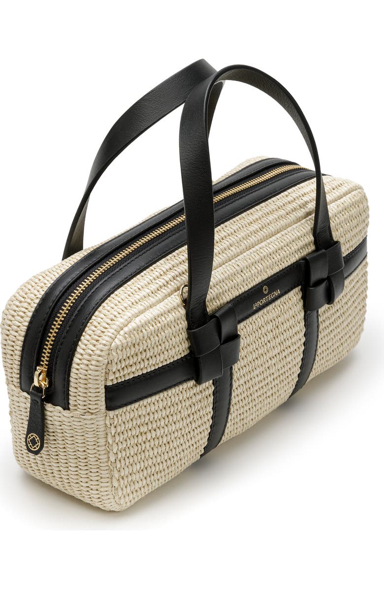 LA PORTEGNA Bibi Jute Bag With Shoulder Strap And Iconic Knots, Alternate, color, White