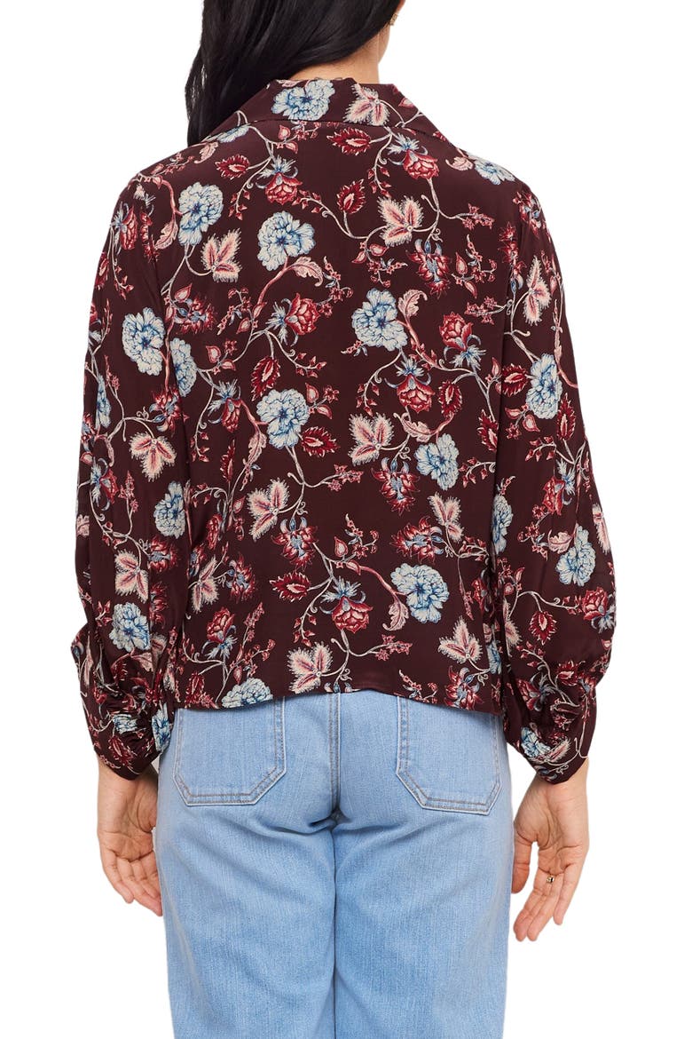Floral Blouson Sleeved Tie Front Top, Alternate, color, PRINT