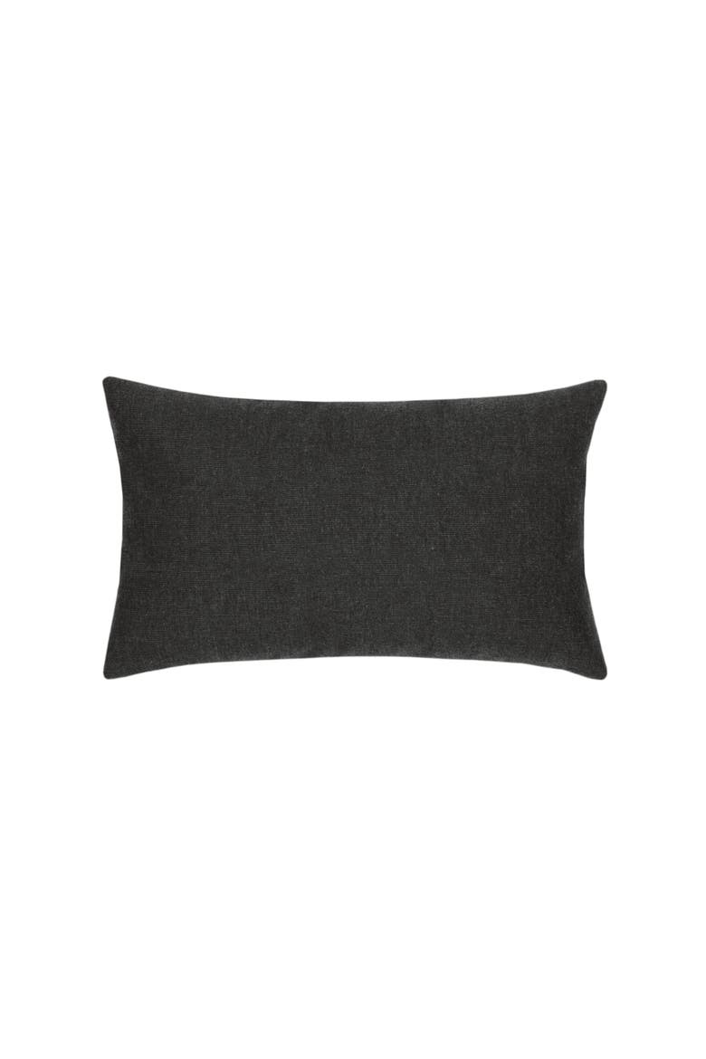 Micro Fringe Lumbar Indoor & Outdoor Woven Accent Lumbar Pillow with chenille accents, Alternate, color, Carbon