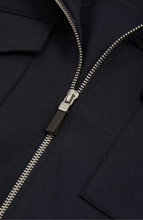 Reiss Navy Blue Medina Interlock Jersey Zip-through Jacket In Black